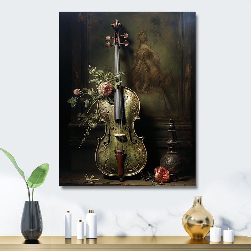 Renaissance Music Violin Melody - musique, art mural en métal, H 40 po x l 30 po x P 1,5 po