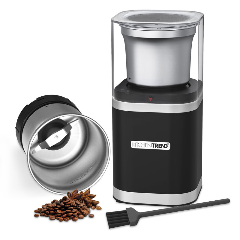 KitchenTrend 12-Cup Electric Coffee Grinder for Espresso & Home Use, Spice Nut Herb Grinder with Removable Stainless Steel Bowl, Black