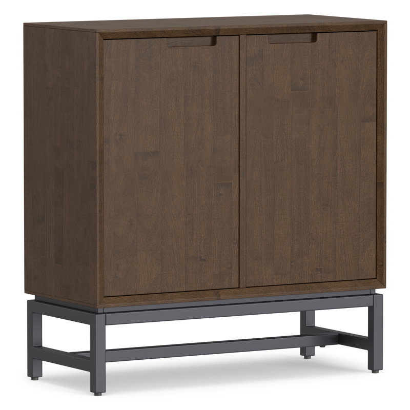 Armoire de rangement industrielle moderne en bois massif de 39 po de largeur avec base en métal et tablettes réglables Banting