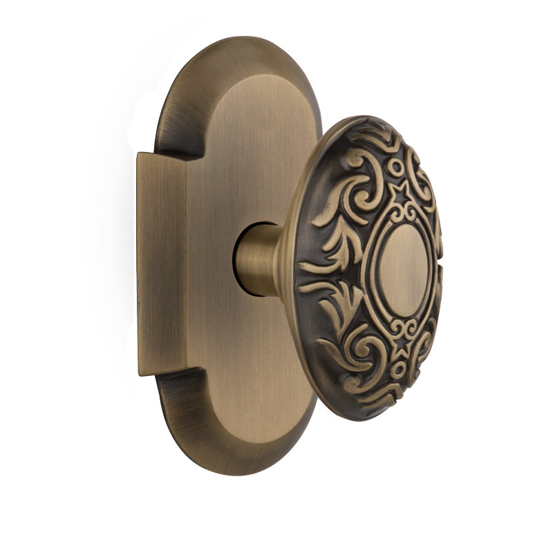 Plaque Cottage avec bouton de porte victorien, Laiton antique