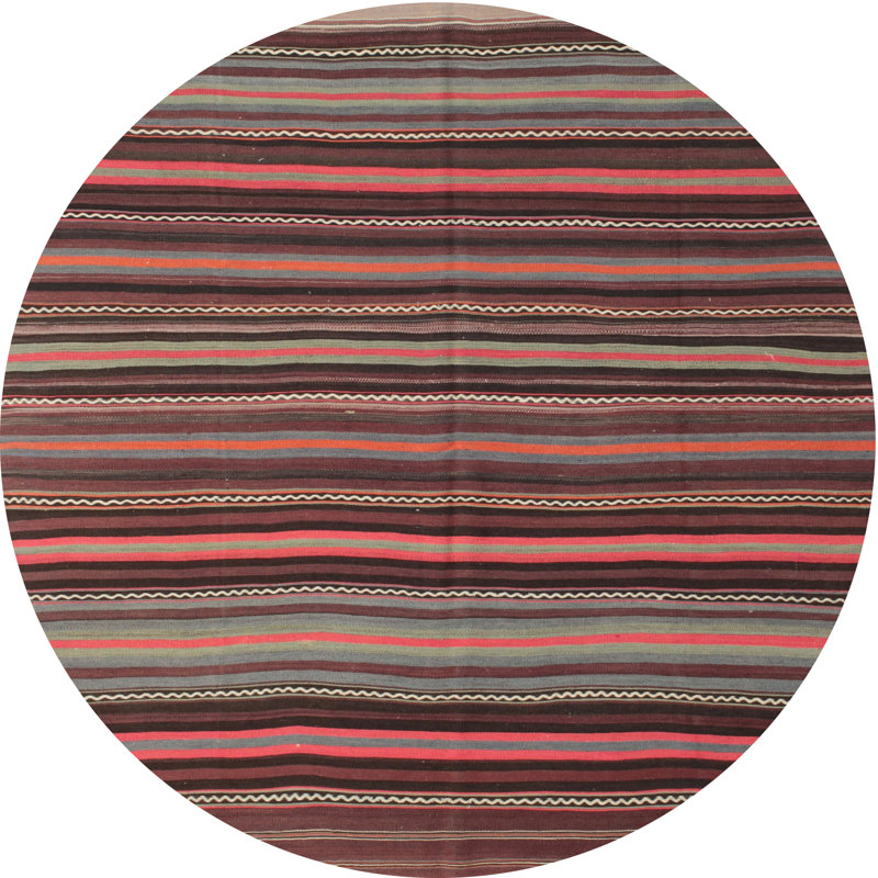 Tapis contemporain rouge / brun, Rond 6 pi