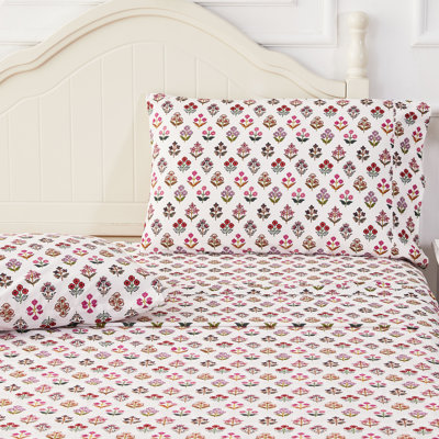 Sumita Floral Printed Cotton Percale Sheet Set