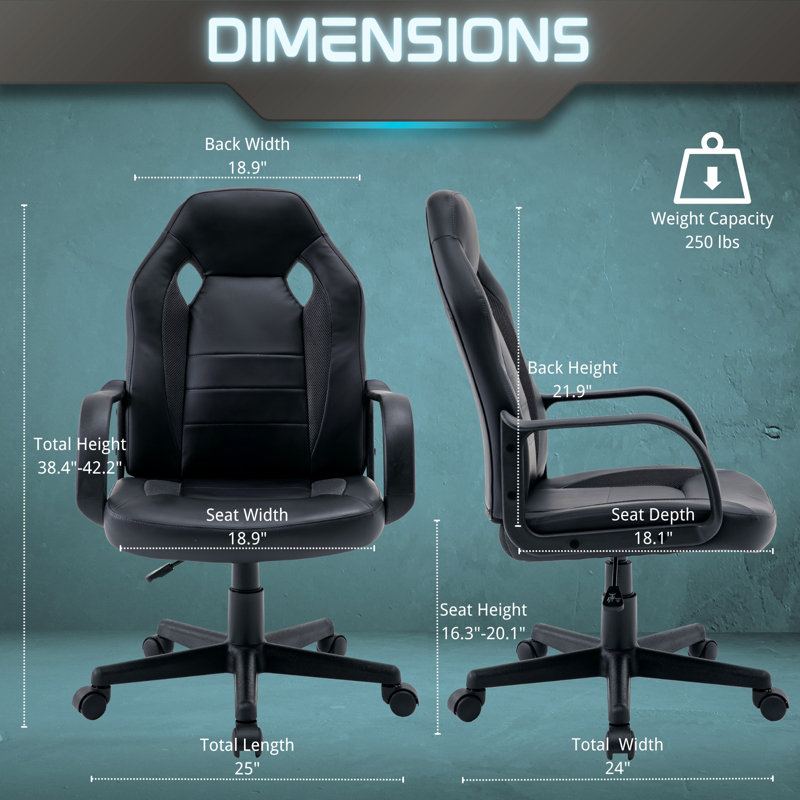 Ergonomic Gaming Tilt Rock Chair, Black