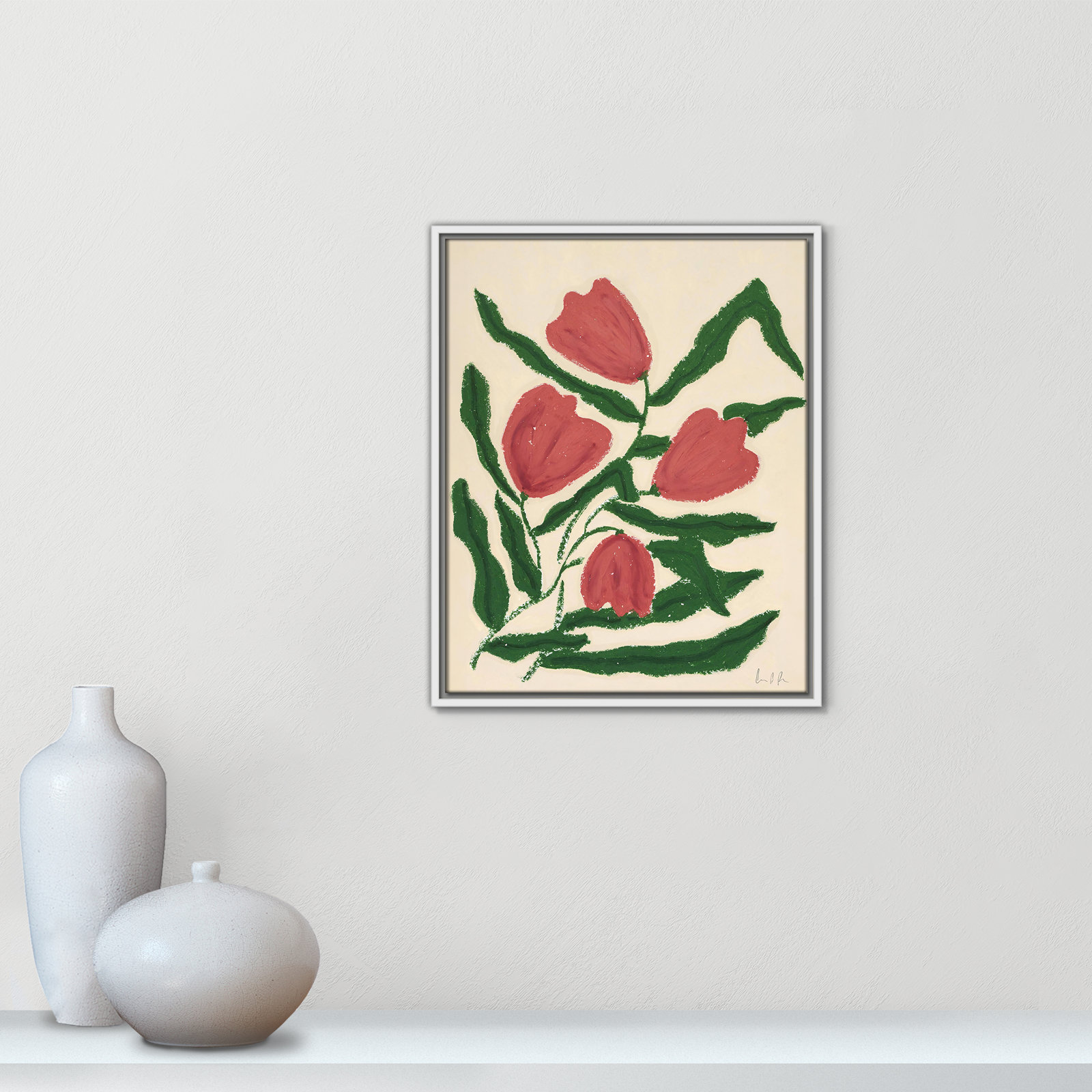 Red Tulips  Print by Camilla Bergqvist, 21.5" H x 17.5" W, White