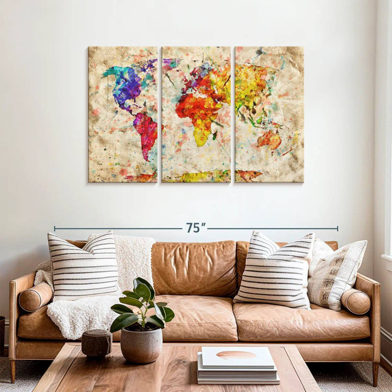 Aliaz Retro Expression World Map, 36" H x 57" W