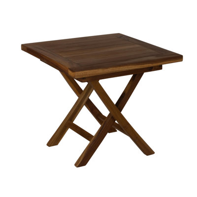 RRI Goods Teak Wood Folding Square Coffee Table, Teak Oil Finish for Camping & Outdoor Entertaining, Ideal Table for Backyard, Porch, Balcony (20" D x