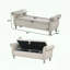 Beige Velvet Storage Bench with Crystal Buttons