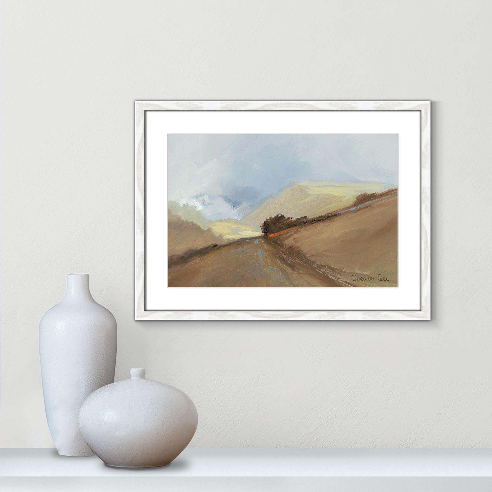 Heaven And Earth II by Spencer Lee, 17" H x 23" W x 0.75" D, White Framed
