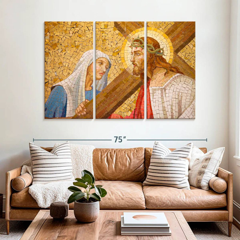 Adella, Jésus-Christ et Marie, mosaïque, H 42 po x l 65 po