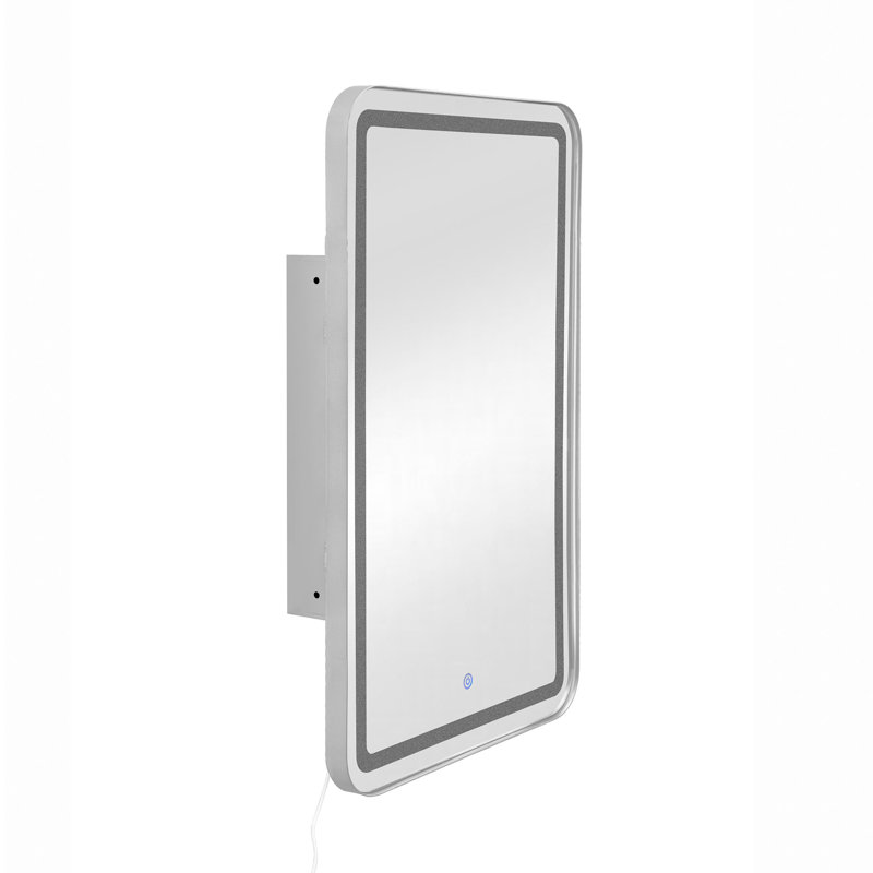 Rectangle Medicine Cabinet Mirror Bathroom Mirror with Storage Wall Mounted Medicine Mirror Cabinet with LED,Sliver, Silver
