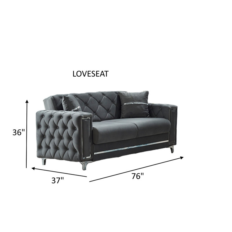 Jadali 4 - Piece Velvet Living Room Set, Silver, Gray