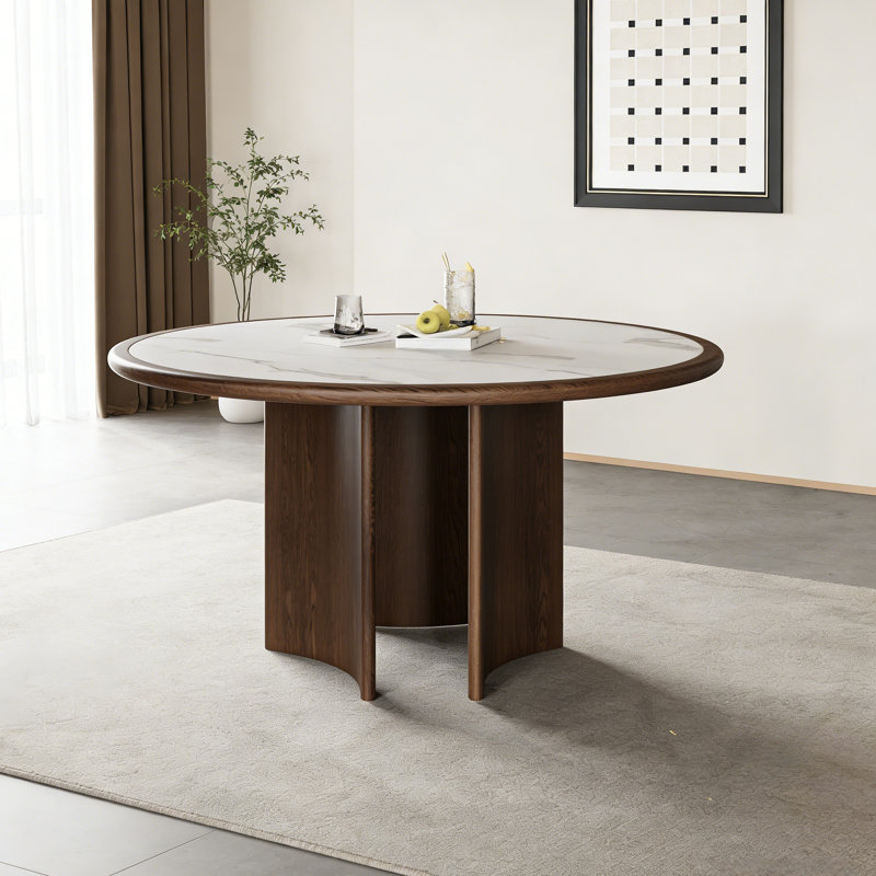 Table de salle à manger à conception française rétro et simple, Blanc