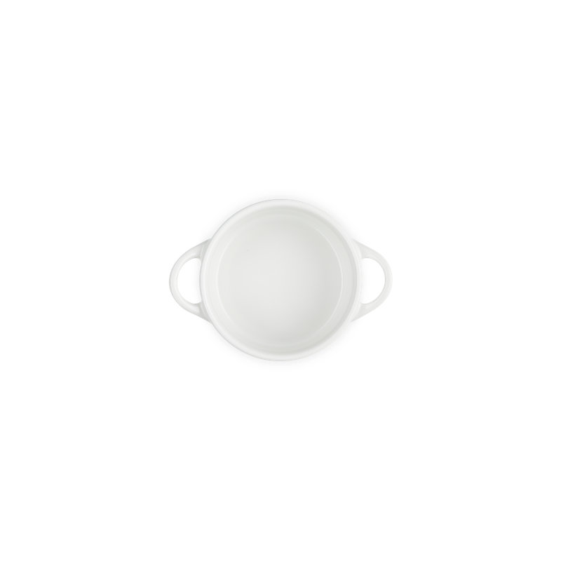 Le Creuset Stoneware Classic Round Mini Cocotte 8 Oz White Heart Gold Knob, White