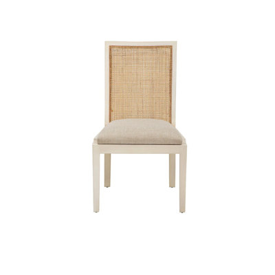 Chaise rembourrée en acajou Bahriye, crème