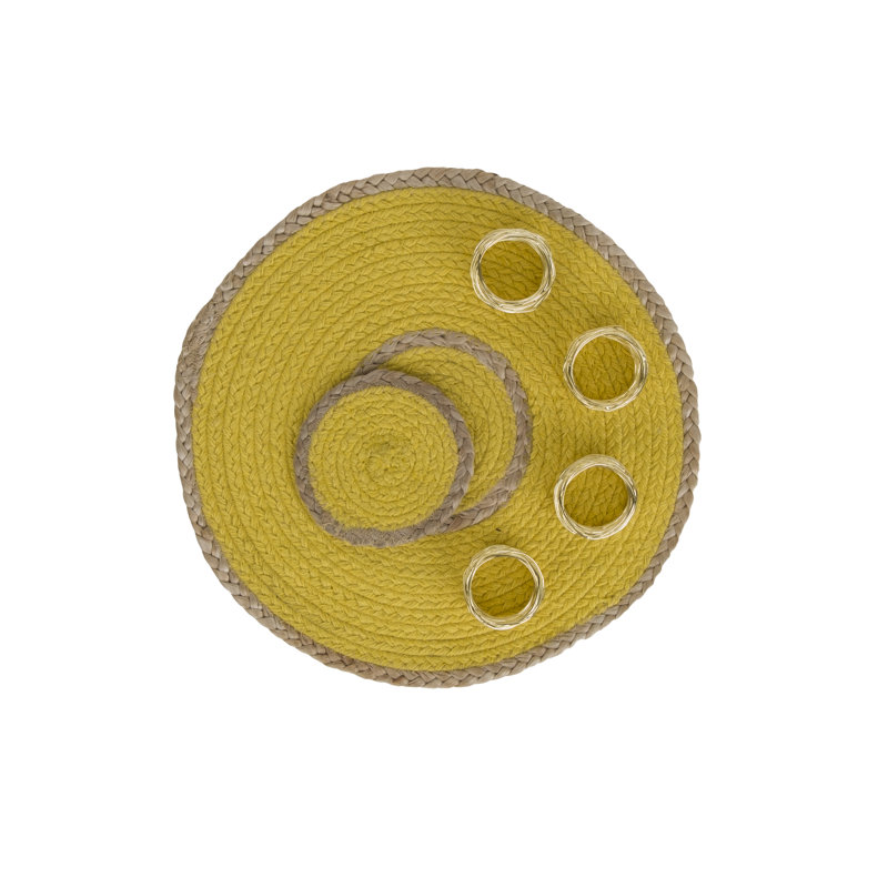 Bolding Embroidered Round, Yellow