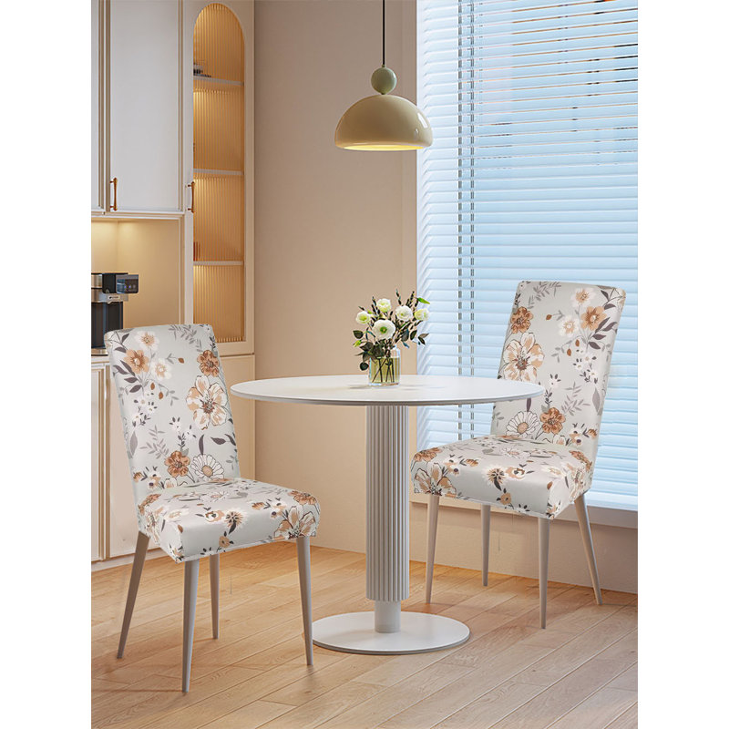 Polyester Dining Chair Slipcover, Grey/Brown Polyester
