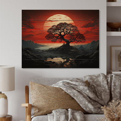 " Red Tree Silhouette Symphony II "