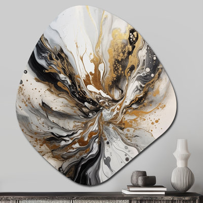 Melle - Marble Unique Shape Metal Wall Decor, Modern Asymmetrical Metal Art Print