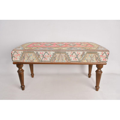 Pink Bench, Blue Bench, Ottoman Bench, Pink Floral Bench, Turkish Rug Bench, Floral Bench, Home Decor, Modern Bench, Living Room Decor, by Dakota Fields