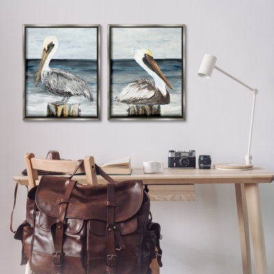 «Beachfront Pelican Log», ensemble de 2 toiles flottantes encadrées par Julie DeRice