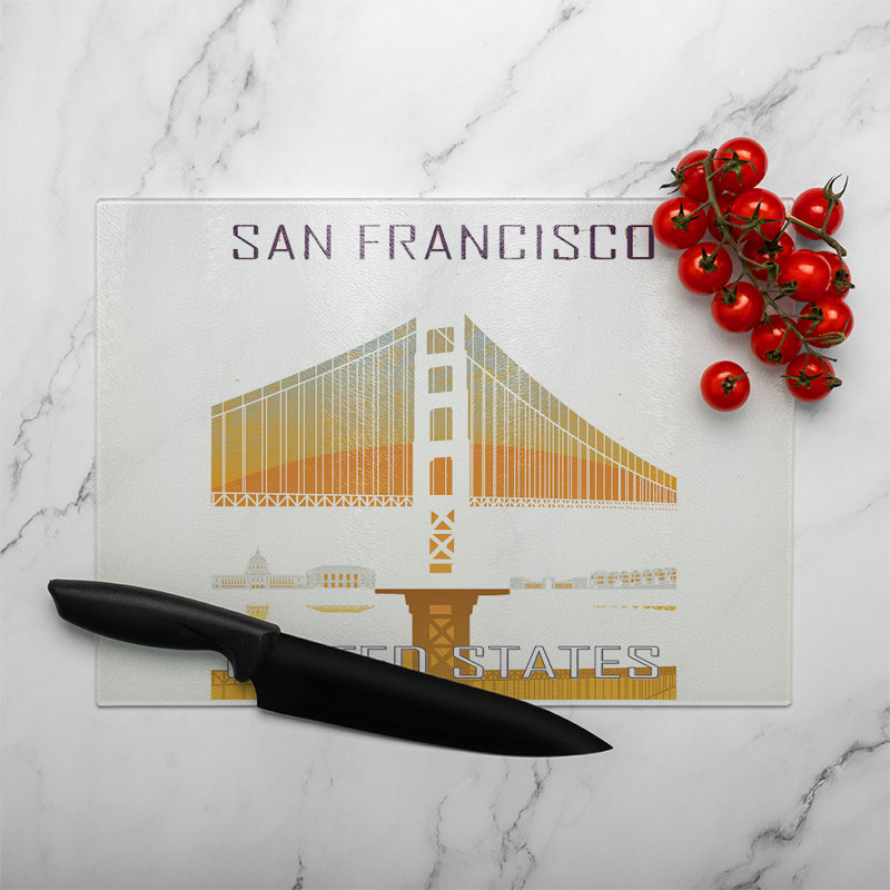 San Francisco Glass Chopping Board, 28cm L x 20cm W