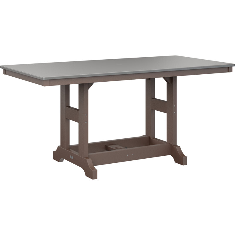 Table de bar rectangulaire Berlin Garden, H 39,5 po x l 66 po x P 33 po, Acier inoxydable martelé, Brun chocolat