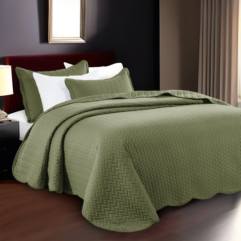 Microfiber Embossed Oversized Modern & Contemporary Bedspread Set With Shams, California King Bedspread + 2 Pillowcases