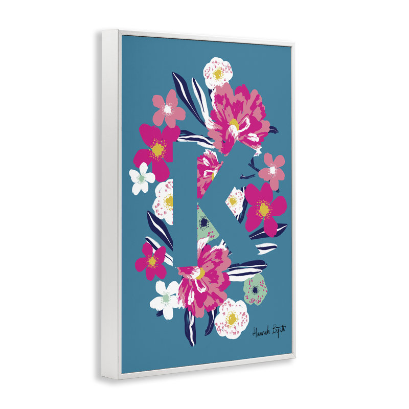 "Floral", lettre K, estampe numérique encadrée par Hannah Louise Byatt, H 18 po x l 12 po
