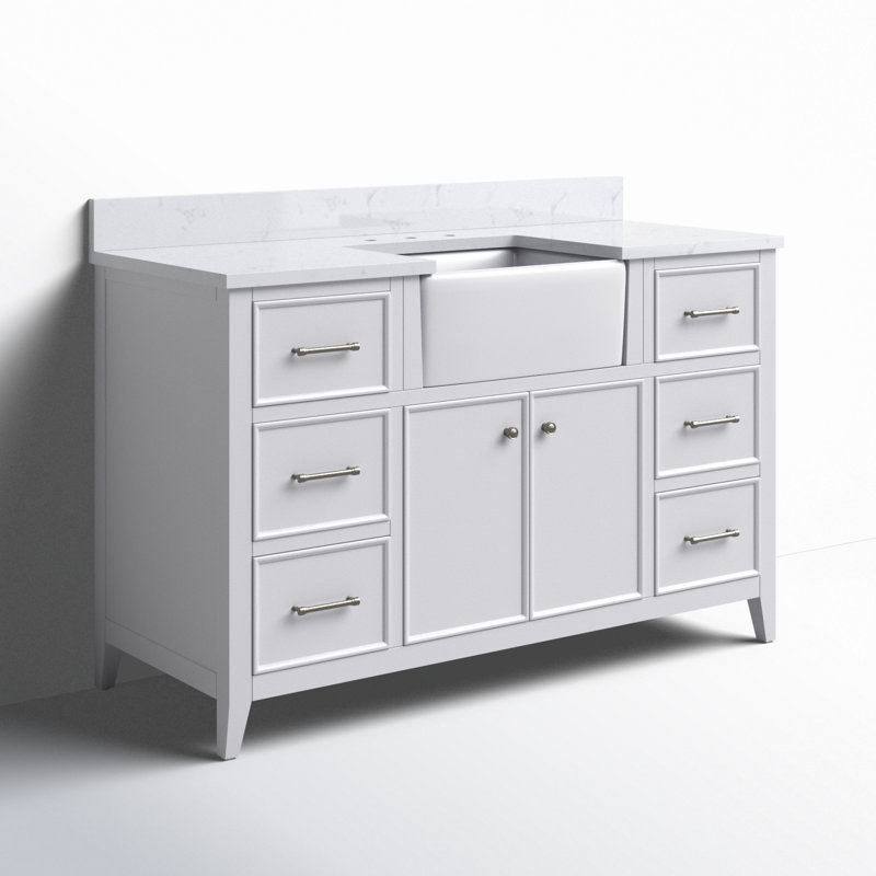 Aisa 54" Single Bathroom Vanity, White/Brushed Nickel