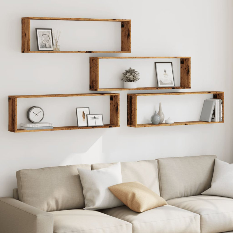 Renu Floating Shelf, 30cm H x 100cm W x 15cm, Old Wood