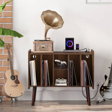 George Oliver Support pour tourne-disque avec rangement en vinyle pour 140  Lps - Wayfair Canada