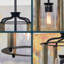 Luminaire suspendu de style campagne moderne à 1 lumière de 15 po + abat-jour cylindrique transparent en bois de bouleau fumé + finition noire