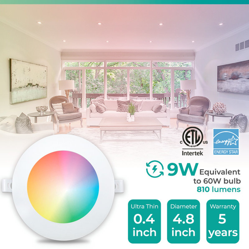 4'' Ultra-Thin Dimmable LED Smart Recessed Lighting Kit, Set of 24