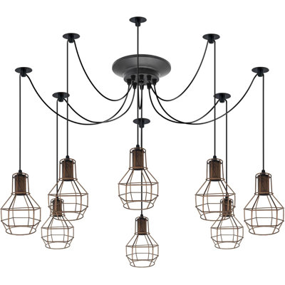 8 - Light Brushed Copper Cluster Pendant