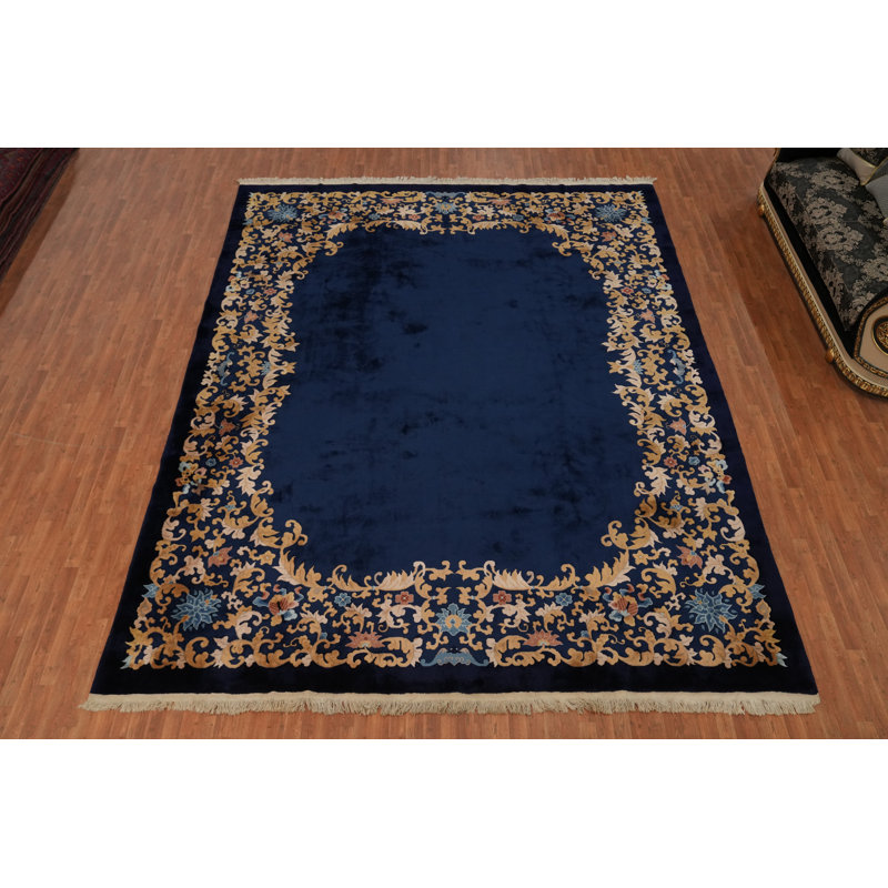 Tapis chinois à motif végétal Art Deco 12 x 15