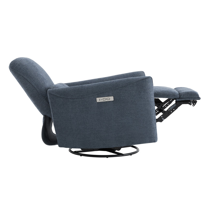 Fauteuil inclinable électrique pivotant rembourré Mikkel, Sergé bleu