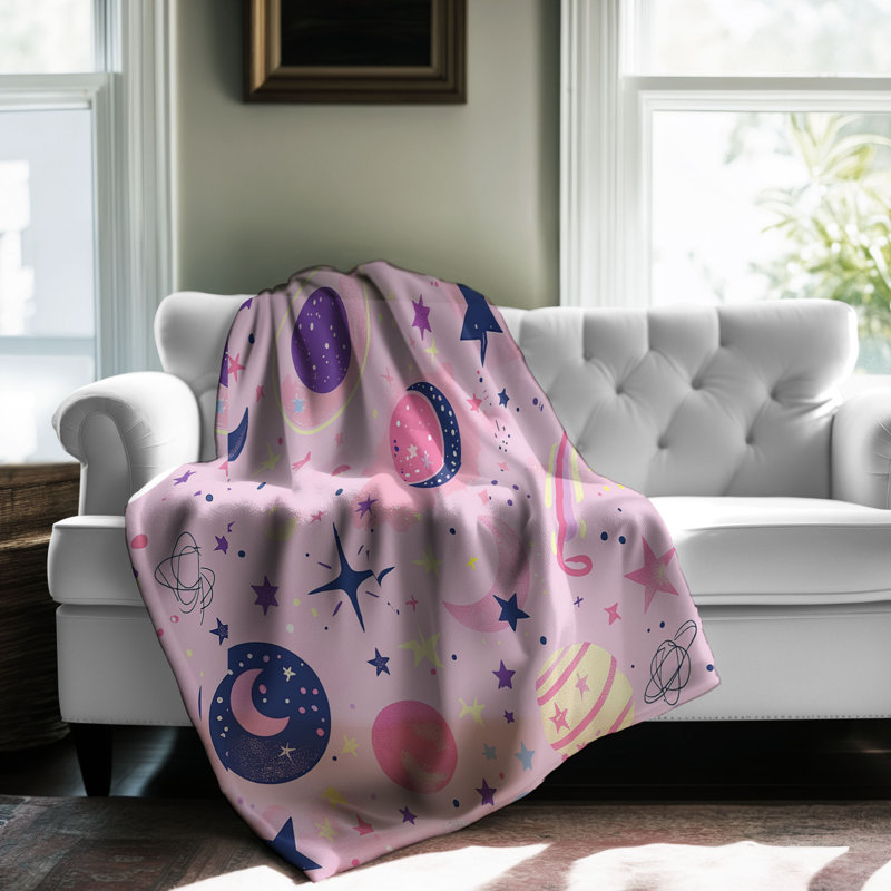 Pastel Cosmic Patterns - 1 Piece Premium Sherpa Blanket, Queen