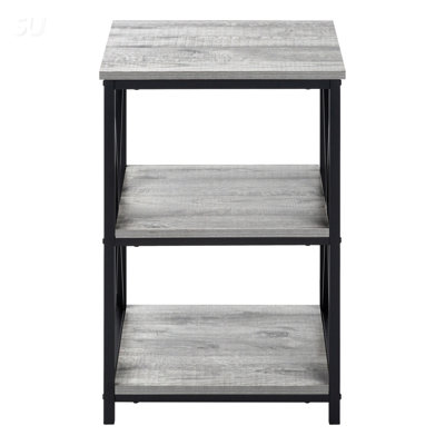 Stylish 3-Tier Accent Table With Storage, For Living Room And Bedroom, Laminate And Black Metal Design by 17 Stories