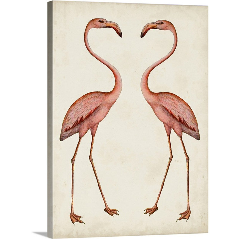 « flamant roses kids », art encadré, Toile tendue avec châssis, H 36 po x l 12 po x P 1,2 po