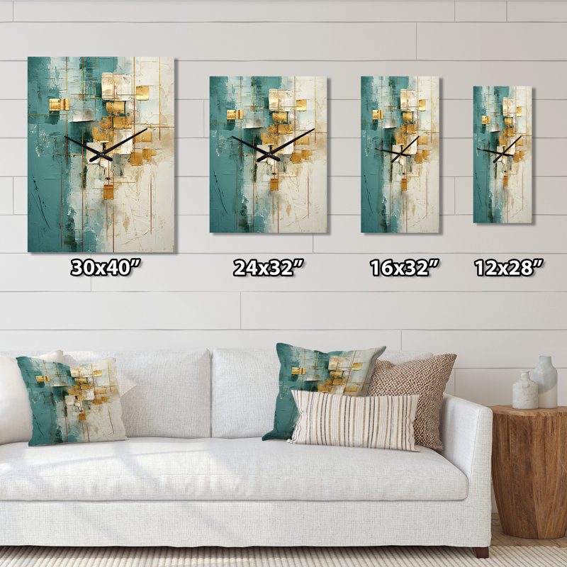 California Sunshine Retro Abstract Gold - Peinture abstraite horloges murales, Petit