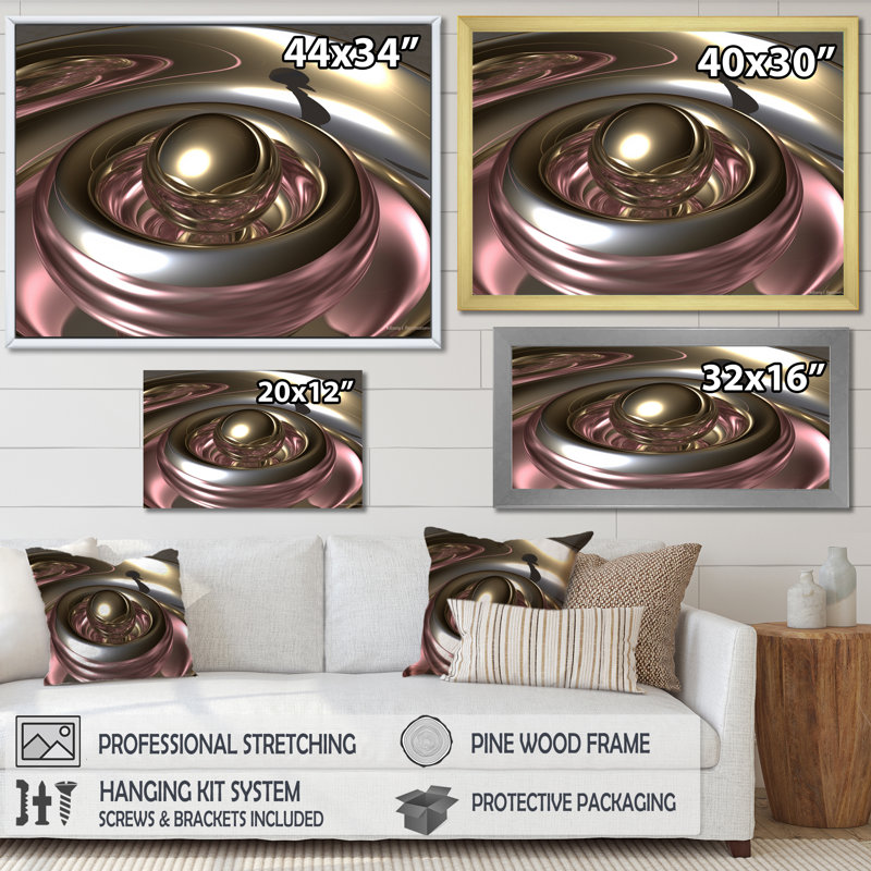 Golden Pearl Dreamscape, reproduction d'art sur toile, H 12 po x l 20 po x P 1 po, Cadre flottant blanc