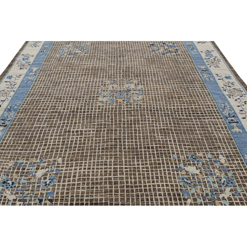 Burano Hand Knotted Wool Geometric Area Rug, Rectangle 5' x 8'