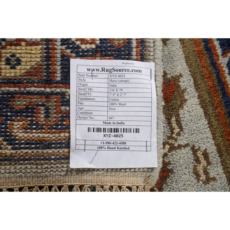 One-of-a-Kind 2'7" X 7'9" New Age Runner Wool Area Rug in