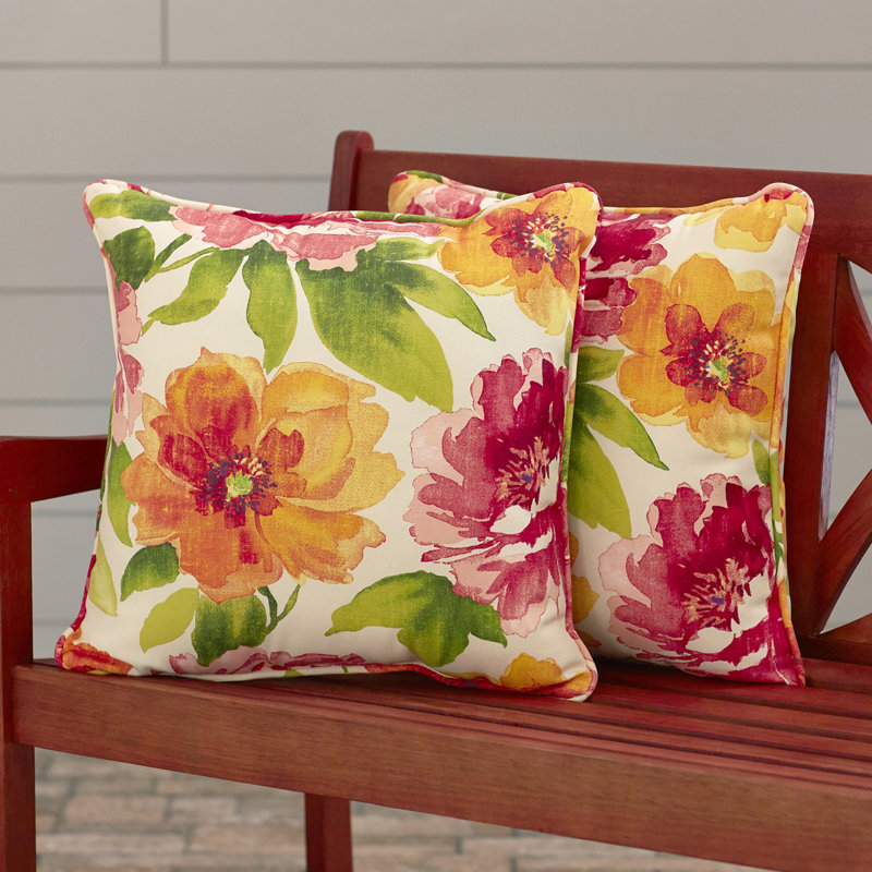 Primro Floral Outdoor Reversible Throw Pillow