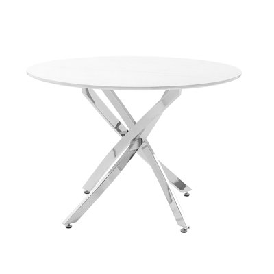 Ultra-modern 4 Dining Table With Faux Marble Top And Metal Legs Topped Legs, For Four Four People