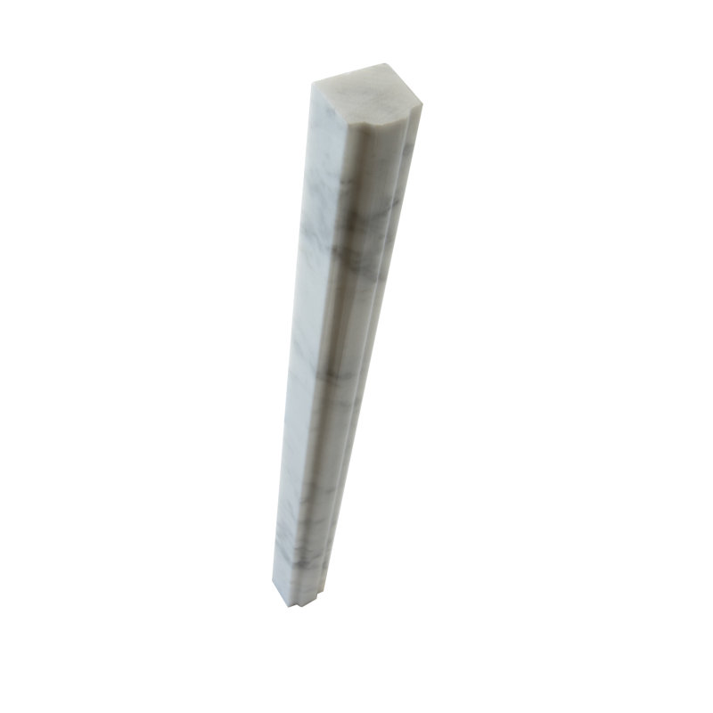 12 x 0.8 Bianco Carrara Marble Polished Pencil Liner Tile Trim, White