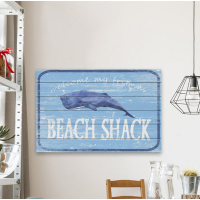 Shack at the Beach - impression d'art textuel sur bois sans cadre