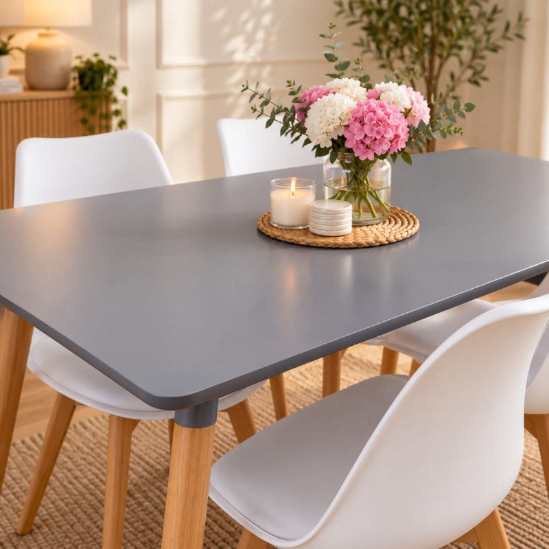 Gisele 4 -Person Dining Set, Grey, White