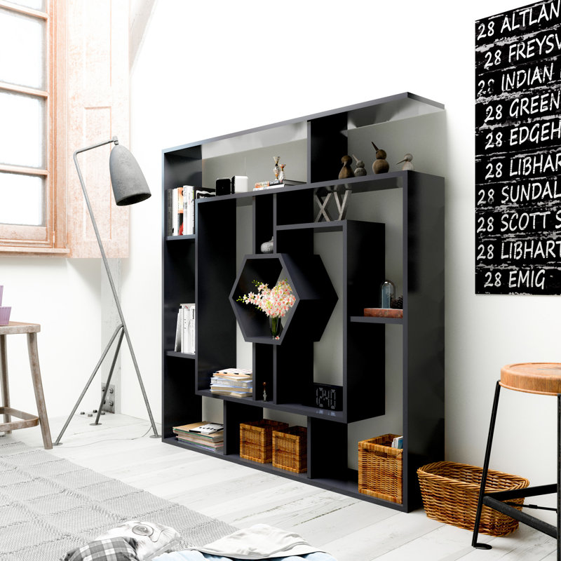 134cm H x 134cm W Geometric Bookcase, Black