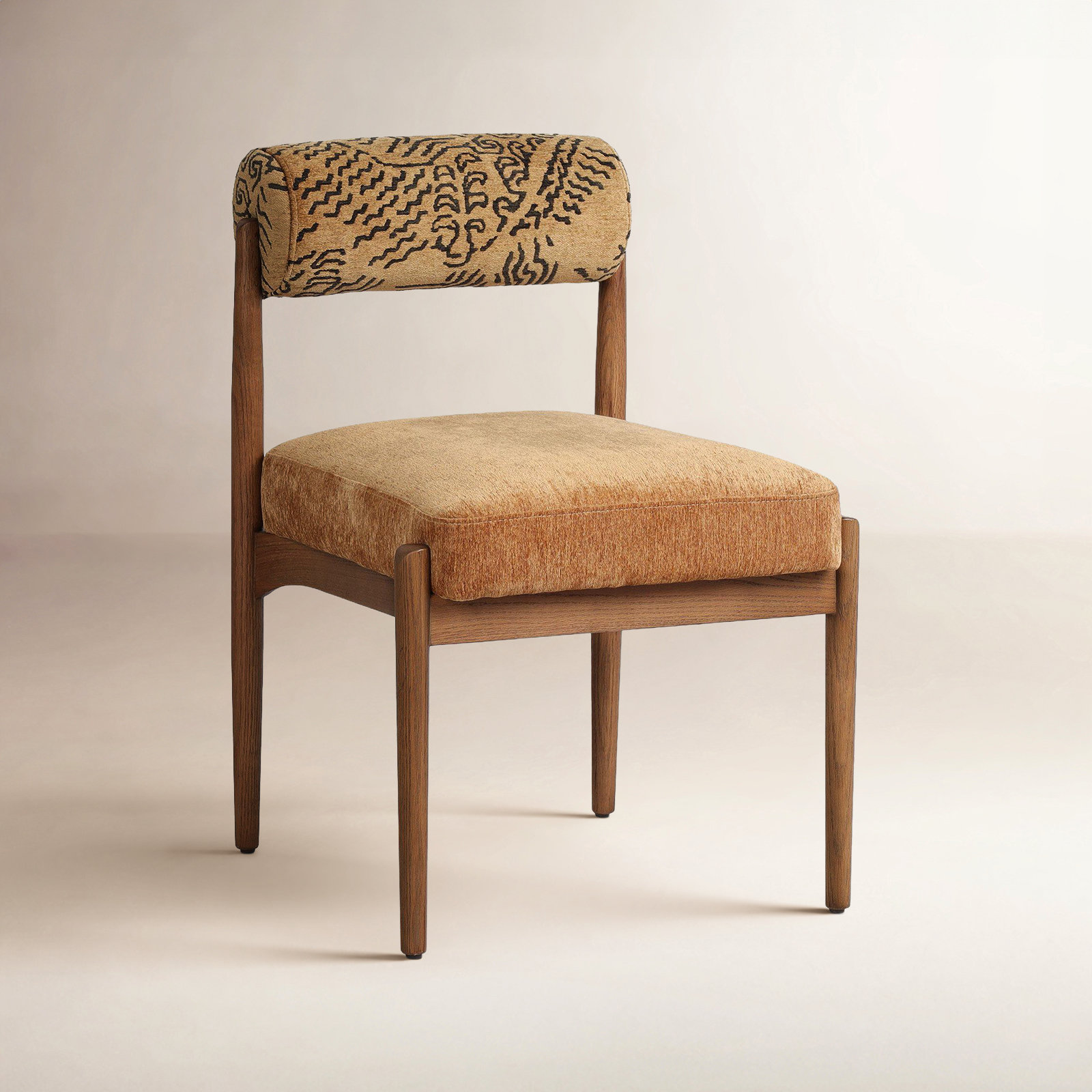 Genuine Leather Oak Side Chair,  Balkan Ochre/Dharma Ochre